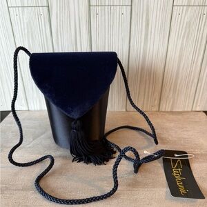 Stephanie Navy Velvet Mini Bag